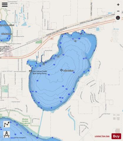 LAKE HAINES depth contour Map - i-Boating App - Streets