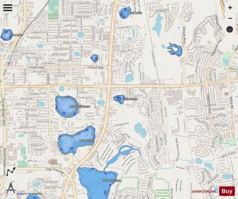 LAKE IRENE depth contour Map - i-Boating App - Streets