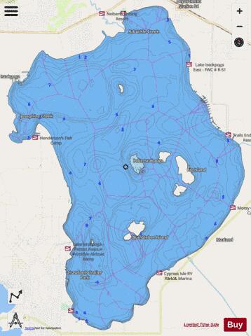 LAKE ISTOKPOGA depth contour Map - i-Boating App - Streets