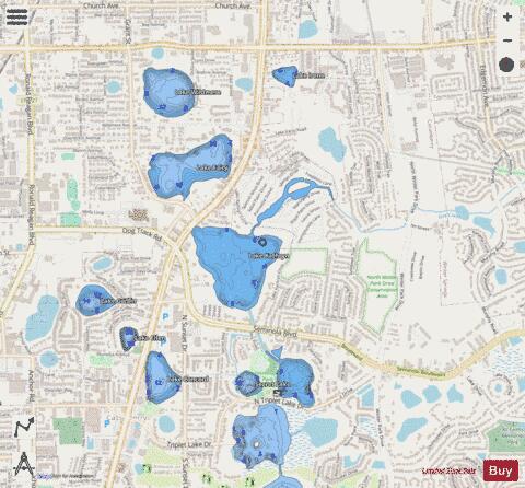 LAKE KATHRYN depth contour Map - i-Boating App - Streets