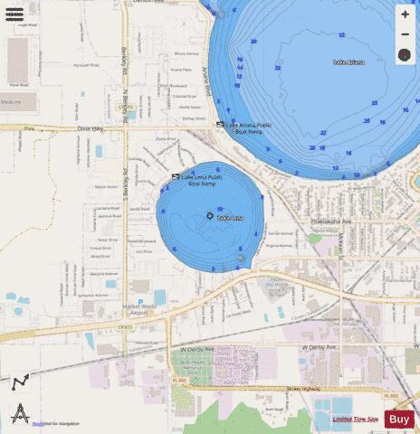 LAKE LENA depth contour Map - i-Boating App - Streets