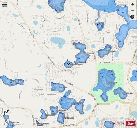 LITTLE MOON LAKE depth contour Map - i-Boating App - Streets