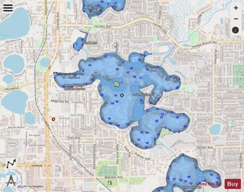 LAKE MAITLAND depth contour Map - i-Boating App - Streets