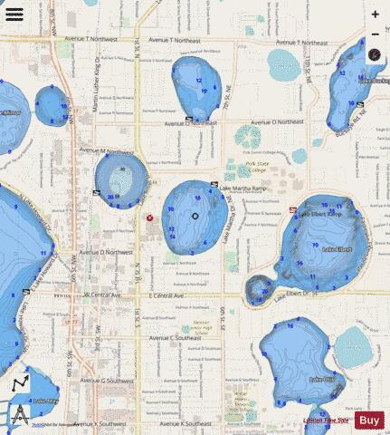 LAKE MARTHA depth contour Map - i-Boating App - Streets
