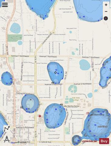 LAKE MAUDE depth contour Map - i-Boating App - Streets