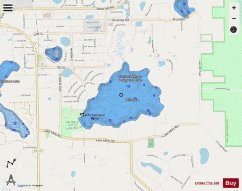 MILL LAKE depth contour Map - i-Boating App - Streets
