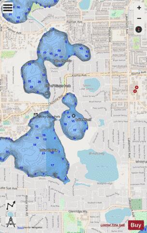 LAKE MIZELL depth contour Map - i-Boating App - Streets