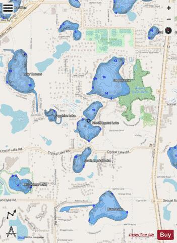 NORTH CRYSTAL LAKE depth contour Map - i-Boating App - Streets