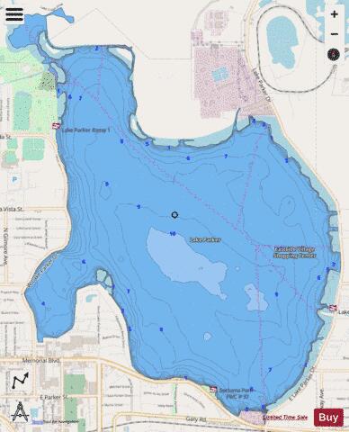 LAKE PARKER depth contour Map - i-Boating App - Streets