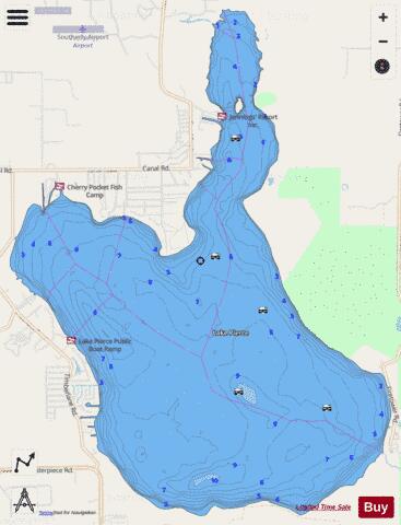 LAKE PIERCE depth contour Map - i-Boating App - Streets