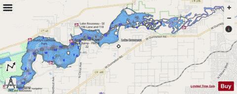 LAKE ROUSSEAU depth contour Map - i-Boating App - Streets