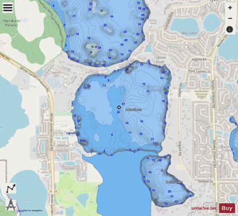 LAKE SHEEN depth contour Map - i-Boating App - Streets