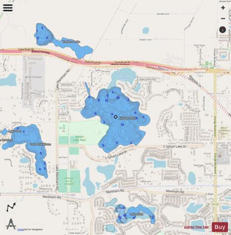SYLVAN LAKE depth contour Map - i-Boating App - Streets