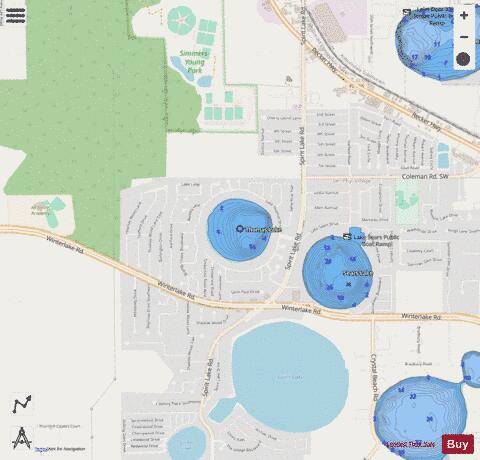 THOMAS LAKE depth contour Map - i-Boating App - Streets