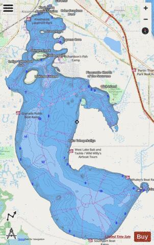 LAKE TOHOPEKALIGA depth contour Map - i-Boating App - Streets