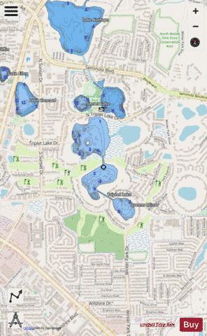 TRIPLET LAKE depth contour Map - i-Boating App - Streets