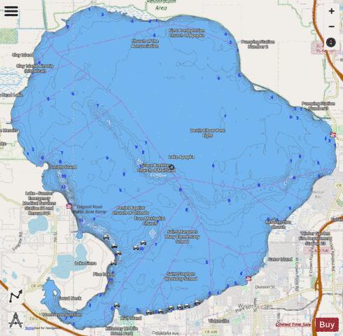Lake Apopka depth contour Map - i-Boating App - Streets