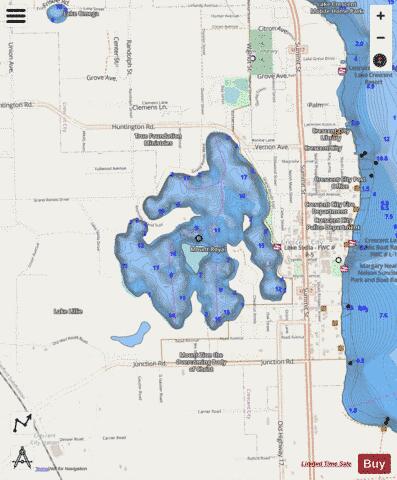 STELLA LAKE depth contour Map - i-Boating App - Streets