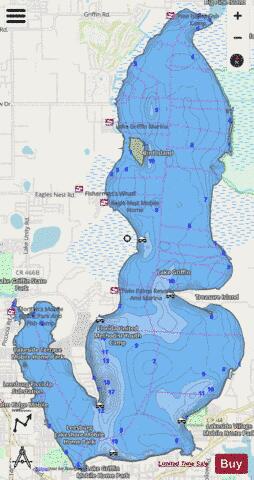LAKE GRIFFIN depth contour Map - i-Boating App - Streets