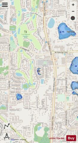 Carrollwood Village Lake depth contour Map - i-Boating App - Streets
