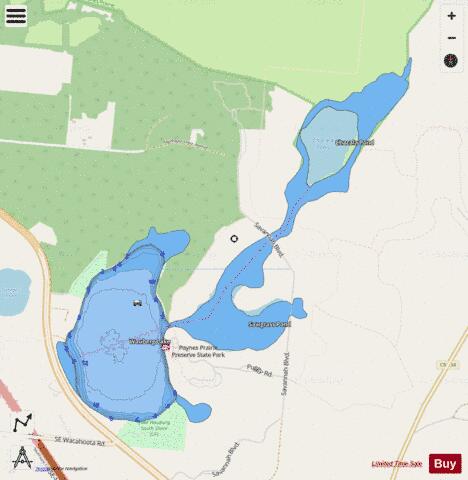 Lake Wauberg depth contour Map - i-Boating App - Streets
