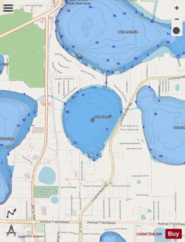 Lake Conine depth contour Map - i-Boating App - Streets