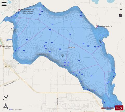Lake Yale depth contour Map - i-Boating App - Streets