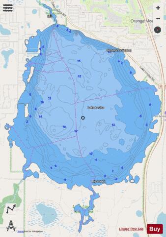 Lake Louisa depth contour Map - i-Boating App - Streets