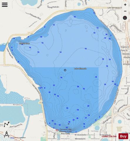 Lake Minneola depth contour Map - i-Boating App - Streets