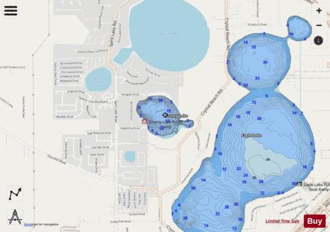 Grassy Lake (Eagle Lake) depth contour Map - i-Boating App - Streets