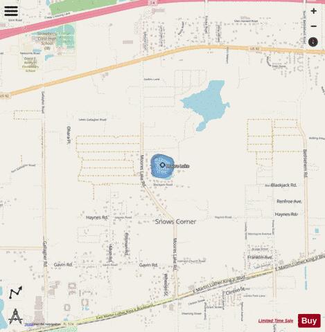 Moore Lake depth contour Map - i-Boating App - Streets