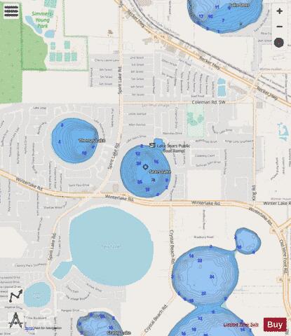 Sears Lake depth contour Map - i-Boating App - Streets