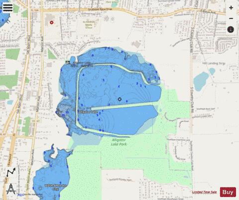 Alligator Lake depth contour Map - i-Boating App - Streets