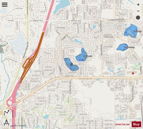 Slade Dr Lake depth contour Map - i-Boating App - Streets
