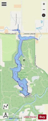 Homer Lake depth contour Map - i-Boating App - Streets