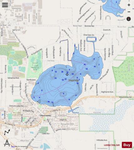 Bangs depth contour Map - i-Boating App - Streets