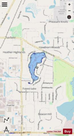 Forest depth contour Map - i-Boating App - Streets