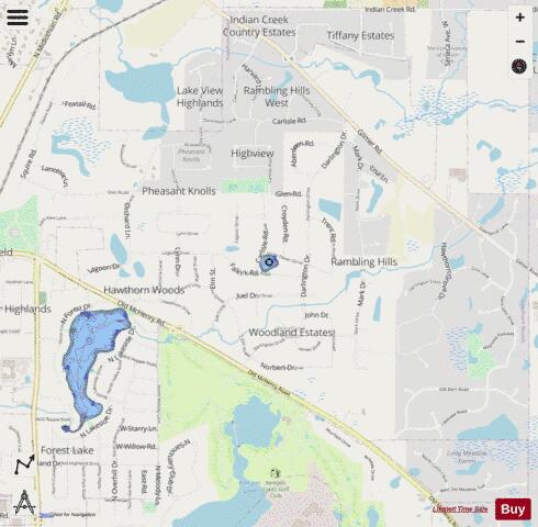Glenshire Pond depth contour Map - i-Boating App - Streets