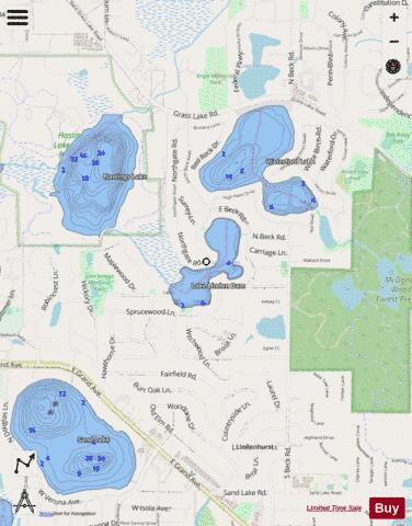 Linden depth contour Map - i-Boating App - Streets