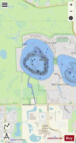 Third Lake depth contour Map - i-Boating App - Streets
