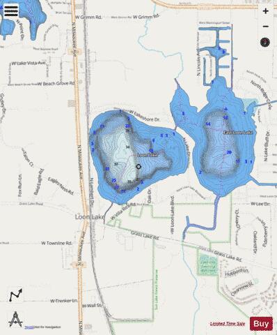 West Loon Lake depth contour Map - i-Boating App - Streets