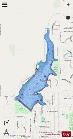 Augusta City Lake depth contour Map - i-Boating App - Streets