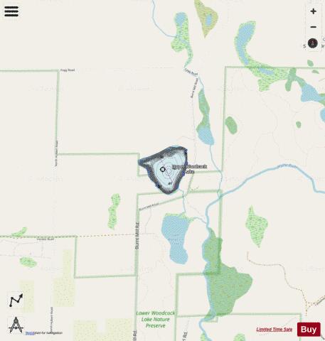 Upper Woodcock Lake depth contour Map - i-Boating App - Streets