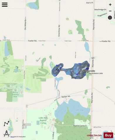 Fuller Lake depth contour Map - i-Boating App - Streets