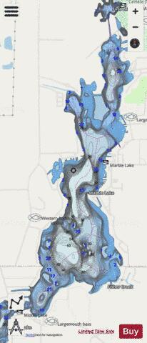 Marble Lake depth contour Map - i-Boating App - Streets