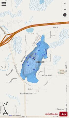 Beadle Lake depth contour Map - i-Boating App - Streets