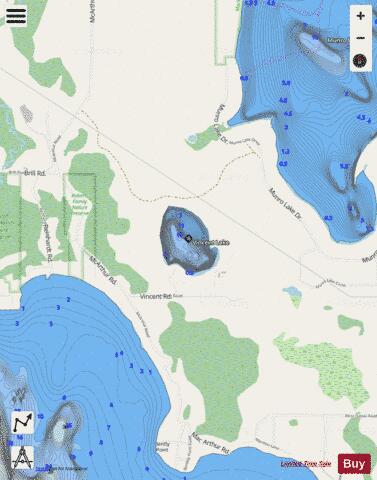 Vincent Lake depth contour Map - i-Boating App - Streets