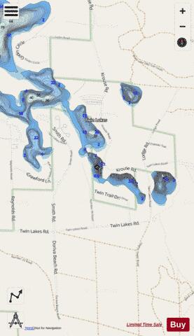 Twin Lake (Central) depth contour Map - i-Boating App - Streets