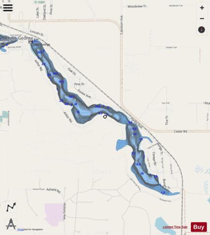 George, Lake depth contour Map - i-Boating App - Streets