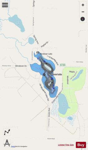 Windover Lake depth contour Map - i-Boating App - Streets